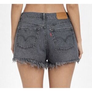 LEVI'S 501 Shorts Women's Sz W27 Faded Black Frayed Button Fly Cut Off Fast Ship